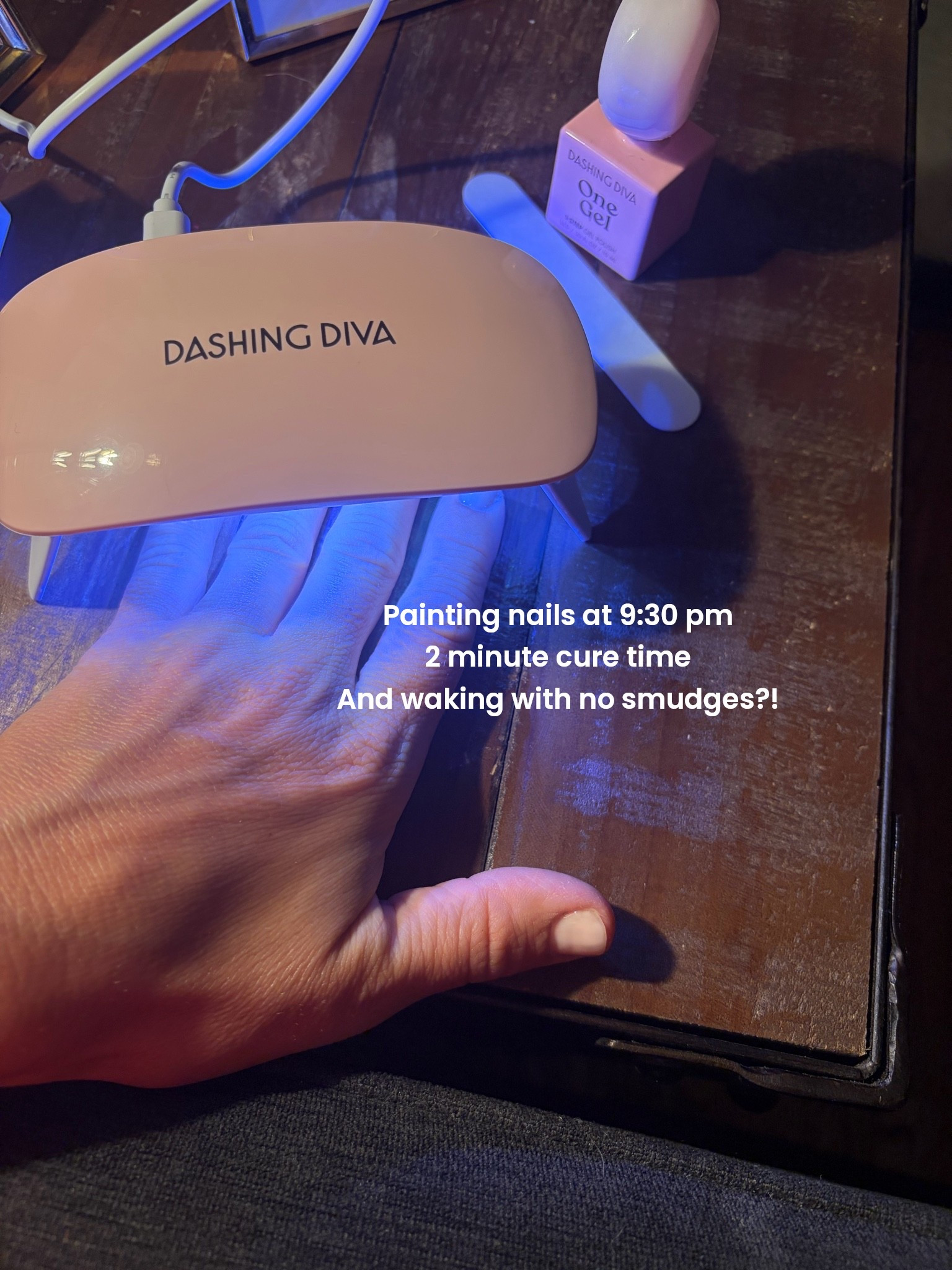 I love the semicured gel polish, and I am so impressed. I did three coats in about 10 minutes right before bed and had NO smudges; this works like a dream!  


@Target   #dashingdiva #gelnails #manicure #athomemanicure #nailpolish #manicure

#LTKU #LTKOver40 #LTKBeauty