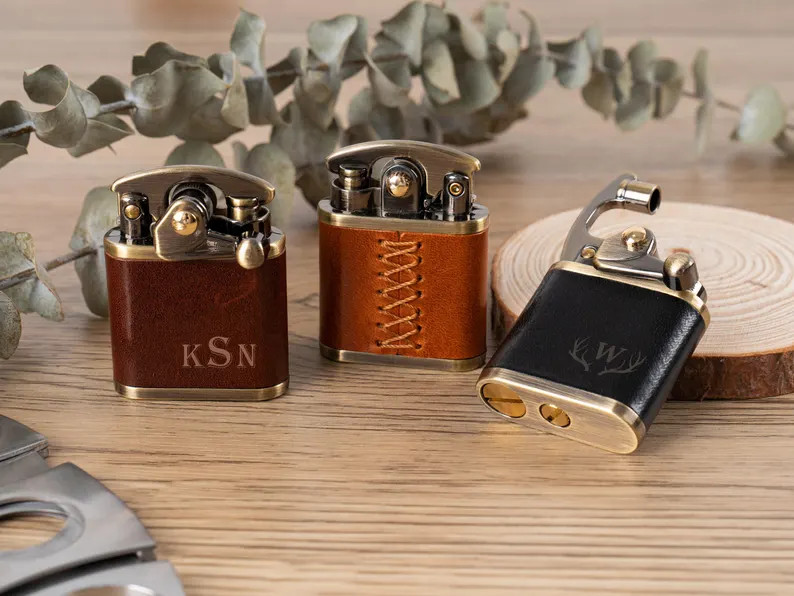 Engraved Leather Lighter for Men – Personalized Groomsmen Gift, Wedding Gift, Unique Father’s... | Etsy (US)