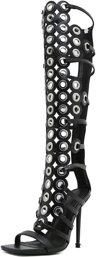 STUPMARY Women Peep Toe Sandals Cut-outs Cross-tied Lace Up High Heeled Gladiator Sandals Zipper ... | Amazon (US)