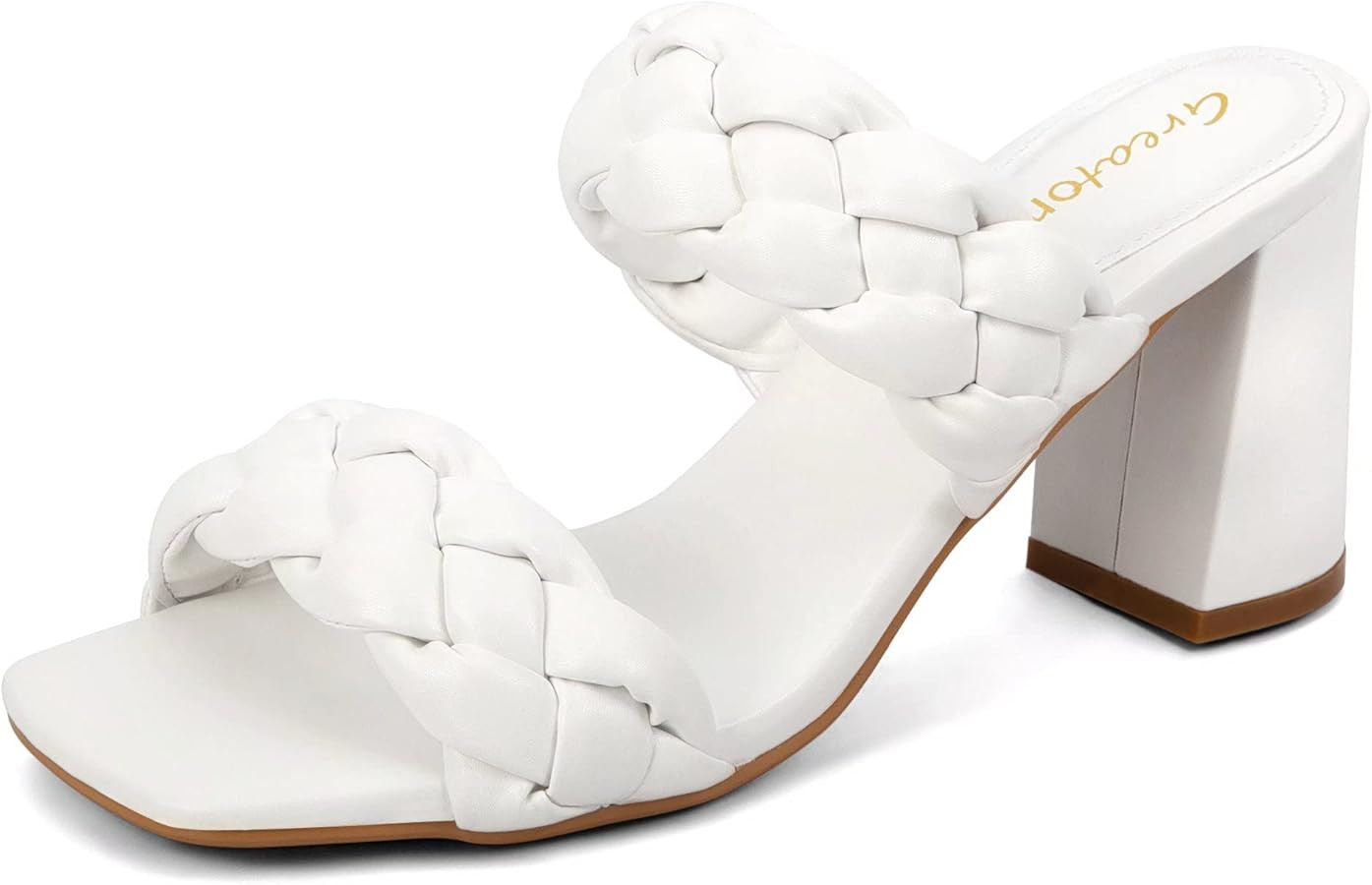 Greatonu Women's Braided Heeled Sandals Square Open Toe Summer Heels Slip On Dressy Sandals with ... | Amazon (US)