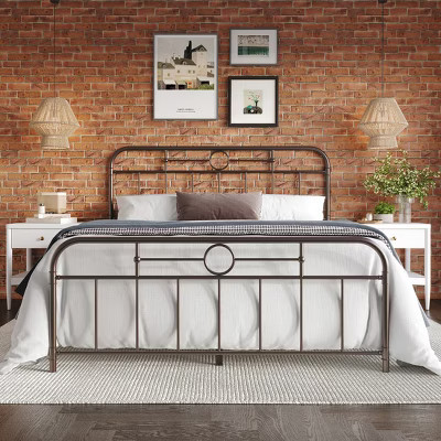 ChaletPosh King Size Metal Platform Bed in Brown | Target