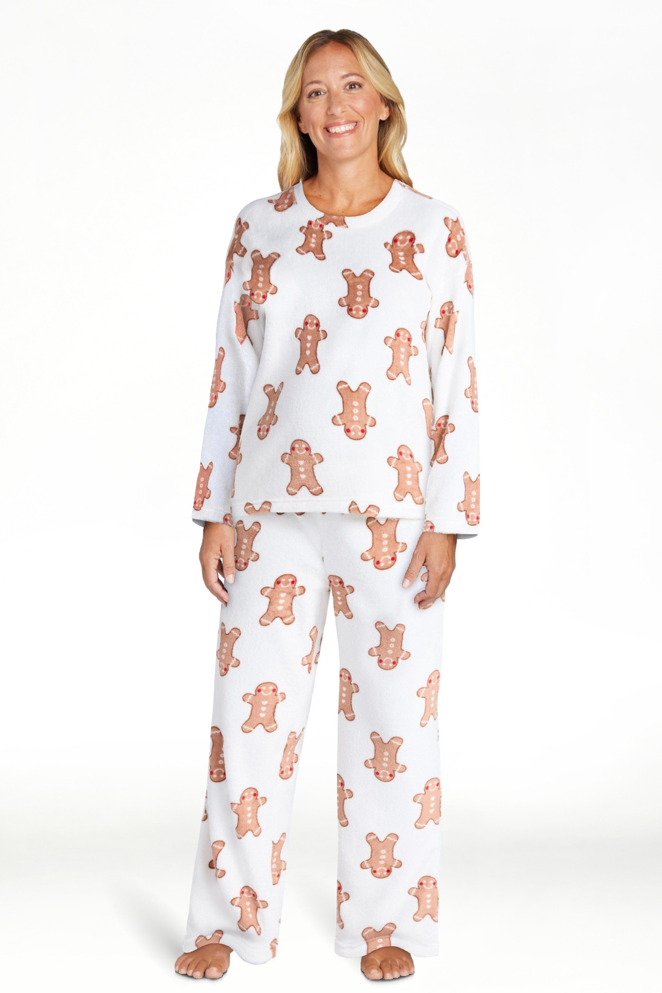 Joyspun Women's Folded Giftable Plush Long Sleeve Top and Pants Pajamas Set, 2-Piece, Sizes S-3X | Walmart (US)