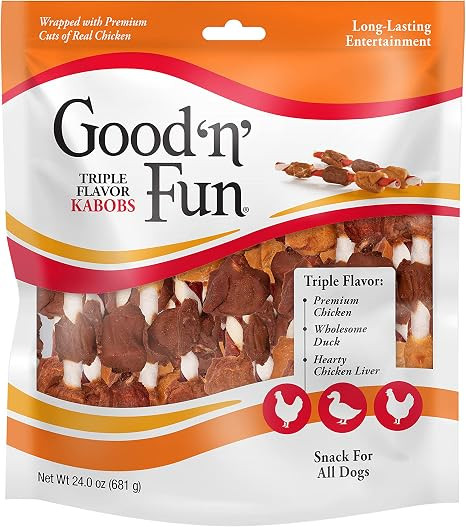 Good ‘n’ Fun Triple Flavor Kabobs Chews for All Dogs, 24 Ounces, Treat Your Dog to Long-Lasti... | Amazon (US)