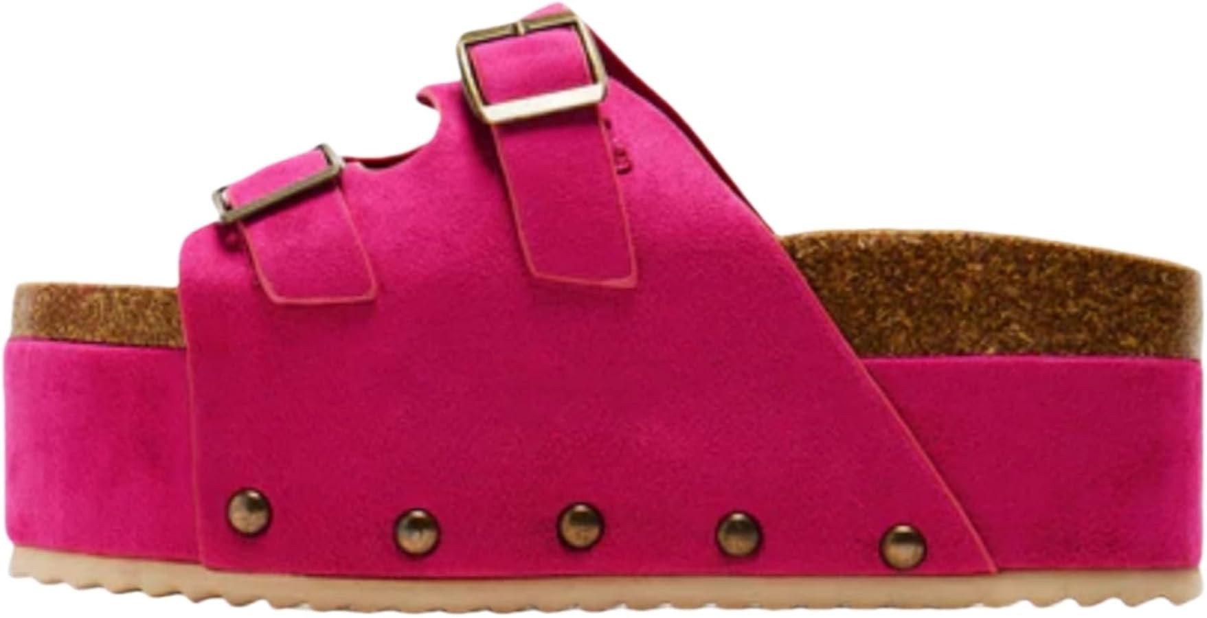 MAVMAX Women's Cork Platform Sandals Slippers Suede Adjustable Double Buckled Straps Clogs Comfor... | Amazon (US)