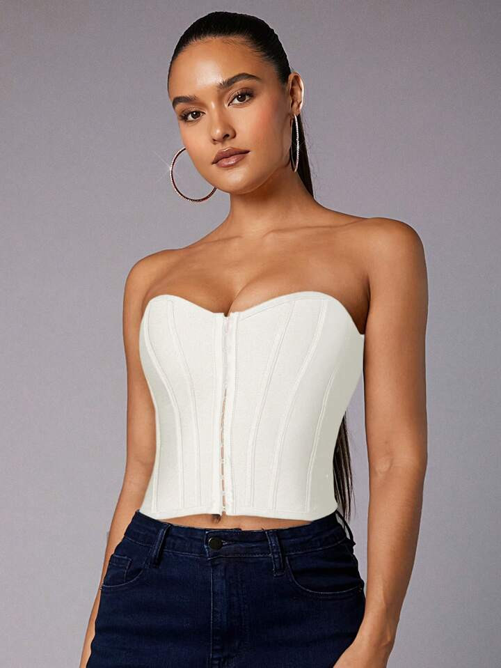 Silquee Summer Fashion Boned Corset Tube Top | SHEIN