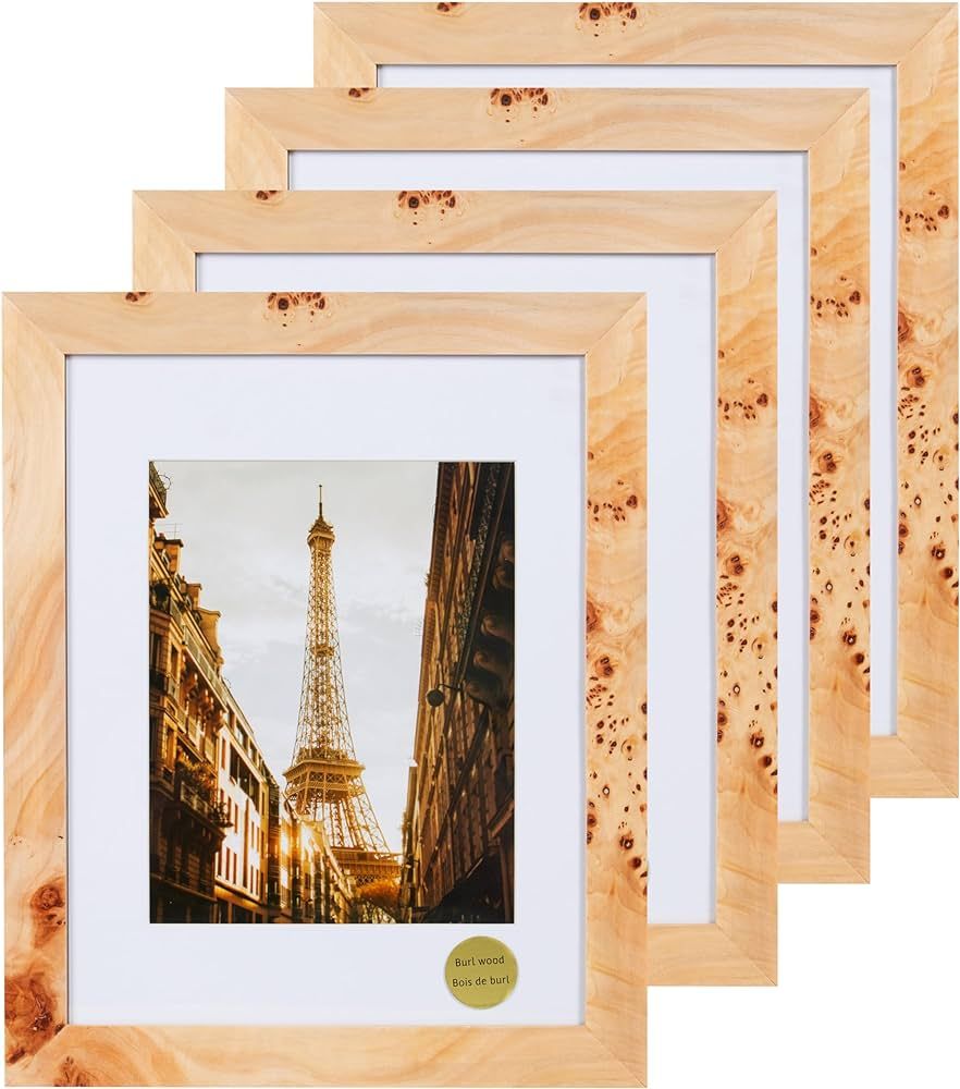 (Set Of 4) 11x14 Burl Wood Picture Frames Matted To 8x10 -NATURAL FINISH Picture Frames for Famil... | Amazon (US)