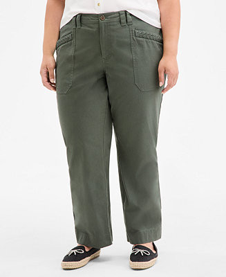 On 34th Trendy Plus Size Solid High-Rise Braid-Detail Pants, Exclusively at Macy's - Macy's | Macy's