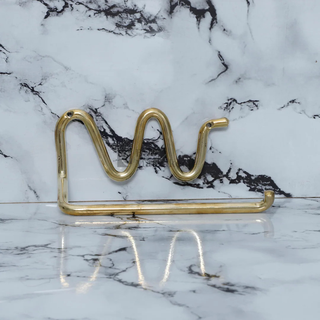 Toilet Paper Holder Modern Brass With Wavy Wall Mount – Unique Bathroom Fixture, Stylish Durabl... | Etsy (US)