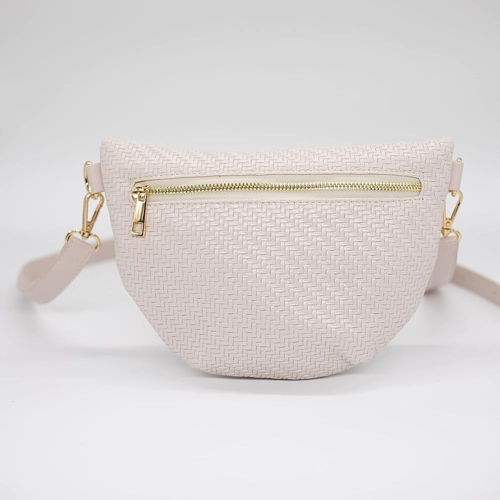 Phlox Collective Nylon Fanny Pack, Fashion Waist Pack Bag, Adjustable Fanny Bag, for Women, Men, and Kids (Nude Basketweave) | Amazon (US)