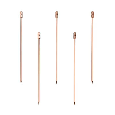 Unique Bargains Stainless Steel Reusable Drink Appetizer Cylinder Head Cocktail Picks 4.3" 5 Pcs Rose Gold | Target