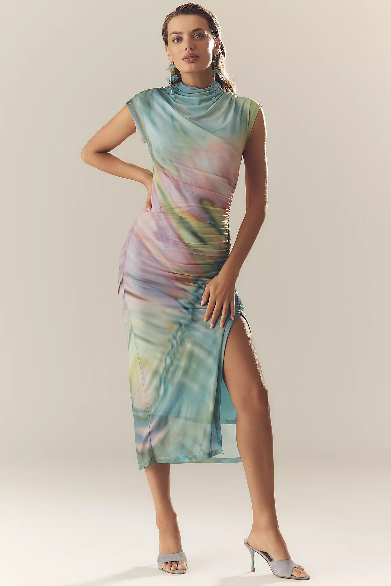 The Maya Ruched Cowl-Neck Dress: Mesh Edition | Anthropologie (US)