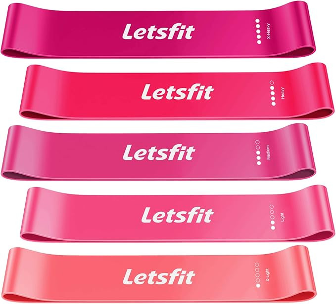Letsfit Resistance Loop Exercise Bands with Instruction Guide and Carry Bag, Set of 5 | Amazon (US)