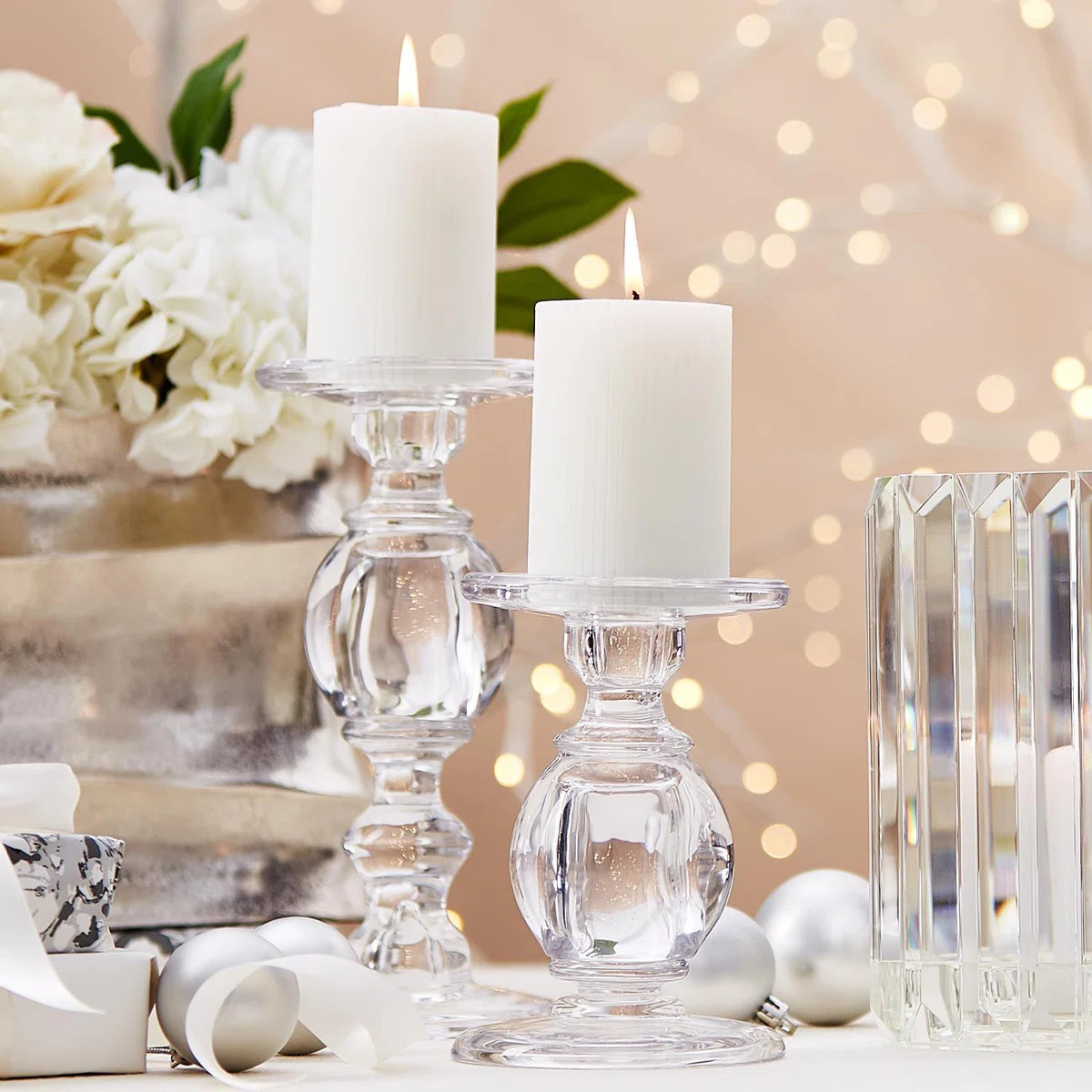 High-Glass Set Of 3 Pedestal Candleholders | Wayfair North America