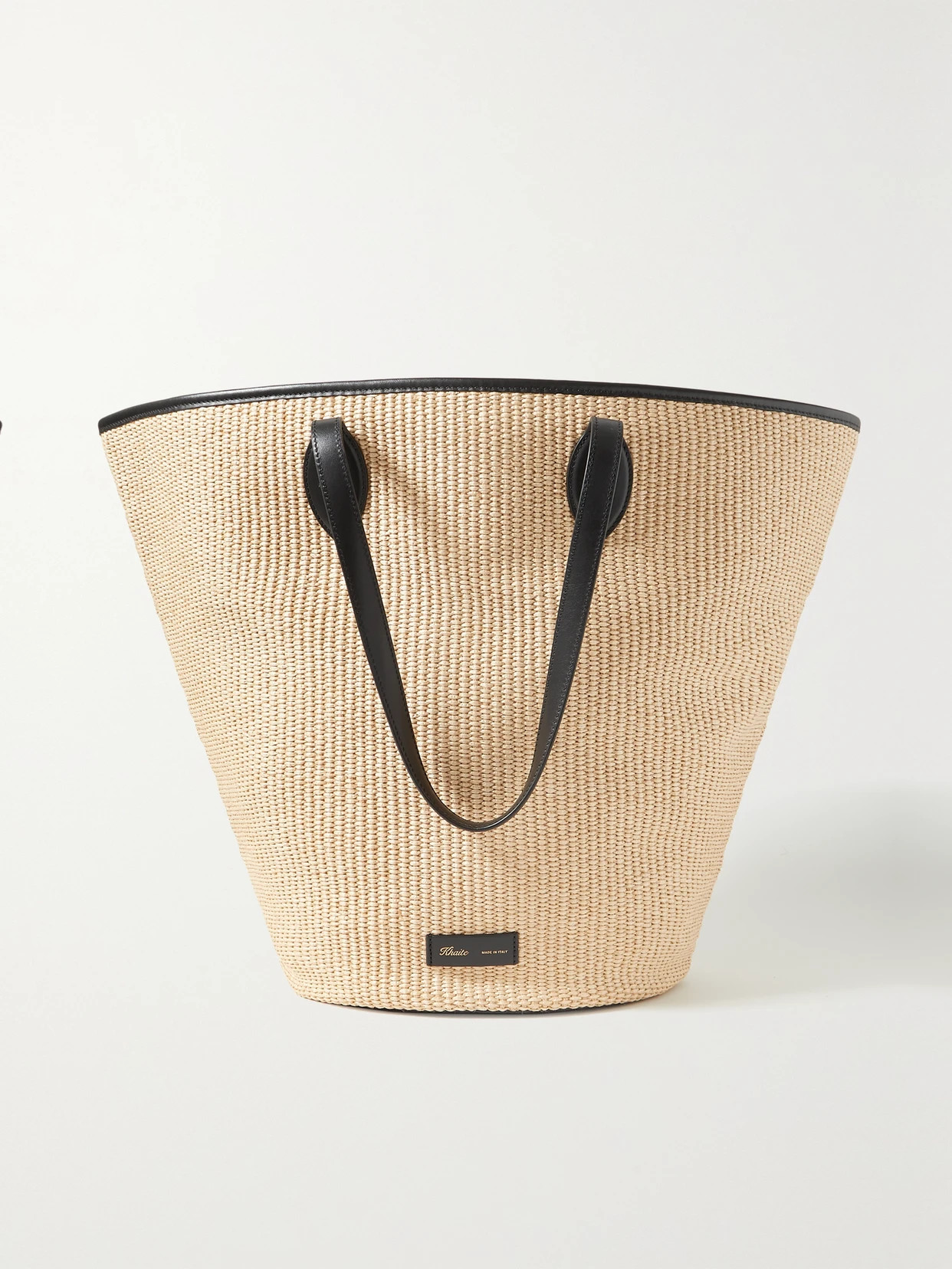Khaite - Osa Leather-trimmed Raffia Tote - Neutrals | NET-A-PORTER (US)