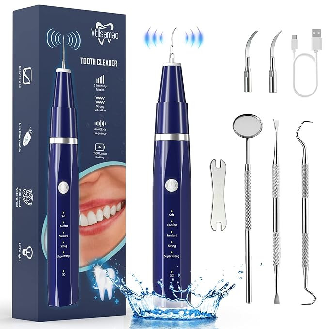 Plaque/Tartar Remover for Teeth, Dental Calculus Remover Teeth Cleaning Kit with LED Light & 5 Ad... | Amazon (US)