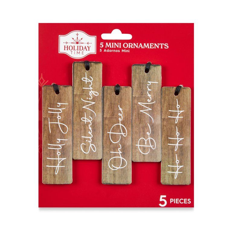 Holiday Time Word Tag Ornaments, 6.13 inch, 5 Count - Walmart.com | Walmart (US)