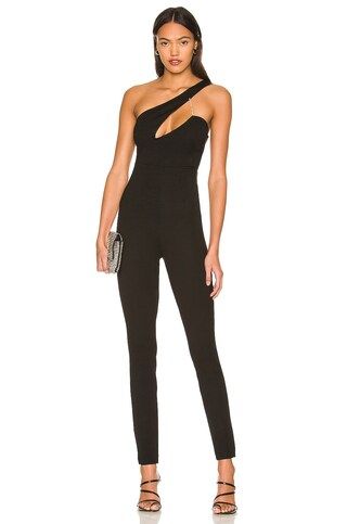 superdown Tiasha Asymmetrical Jumpsuit in Black from Revolve.com | Revolve Clothing (Global)