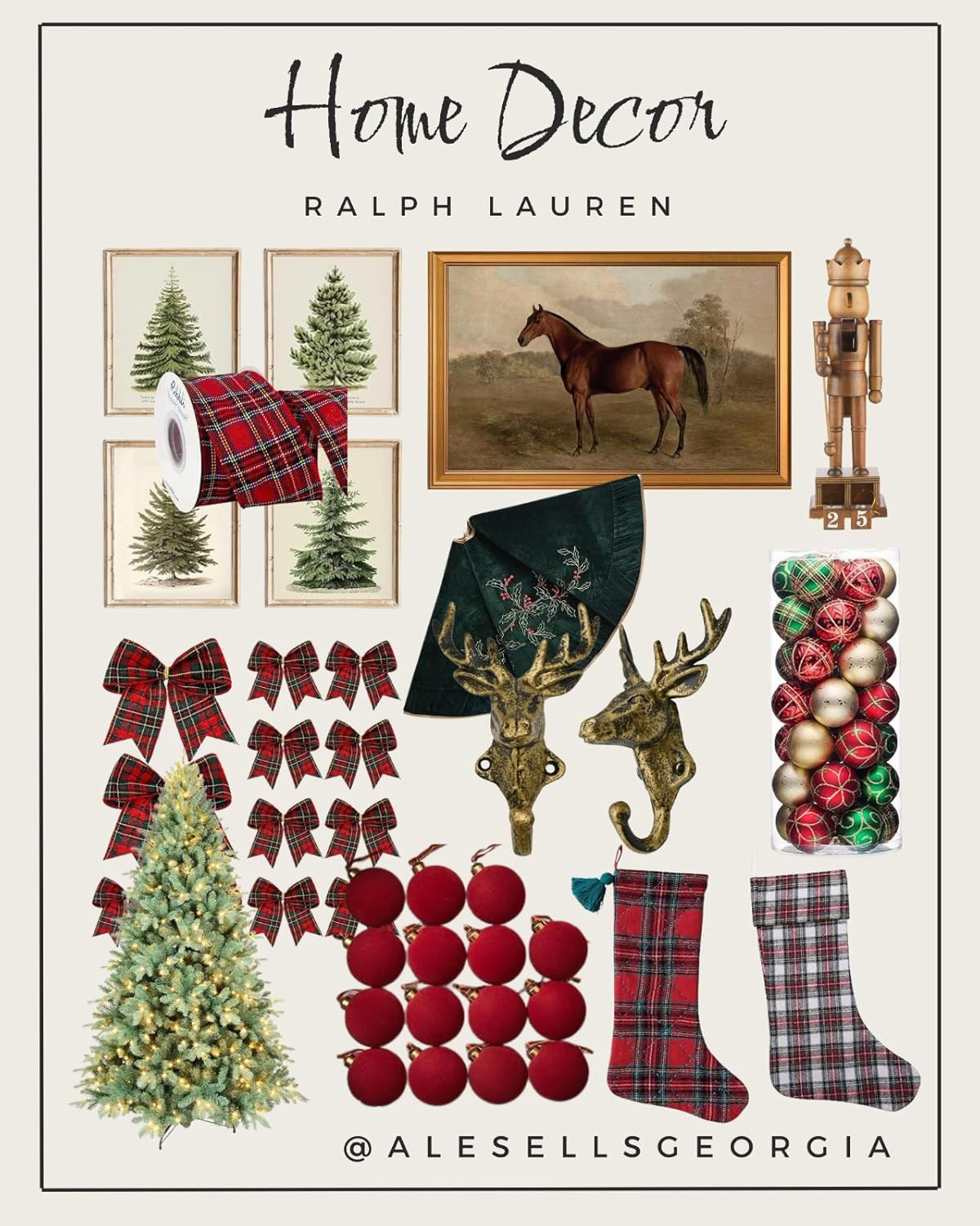 Ralph Lauren-inspired Christmas Home Decor haul! Tartan ribbon, festive ornaments, and classic nutcrackers for a timeless holiday look. #RalphLaurenHome #ChristmasDecor #HolidayAesthetic 

 #LTKGiftGuide #LTKHoliday #LTKSaleAlert