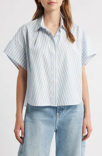 rag & bone Martha Poplin Shirt in Blue Stripe at Nordstrom Rack, Size X-Large | Nordstrom Rack