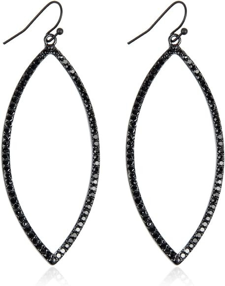 RIAH FASHION Sparkly Rhinestone Lightweight Geometric Hoop Drop Earrings - Teardrop, Pear, Oval, ... | Amazon (US)