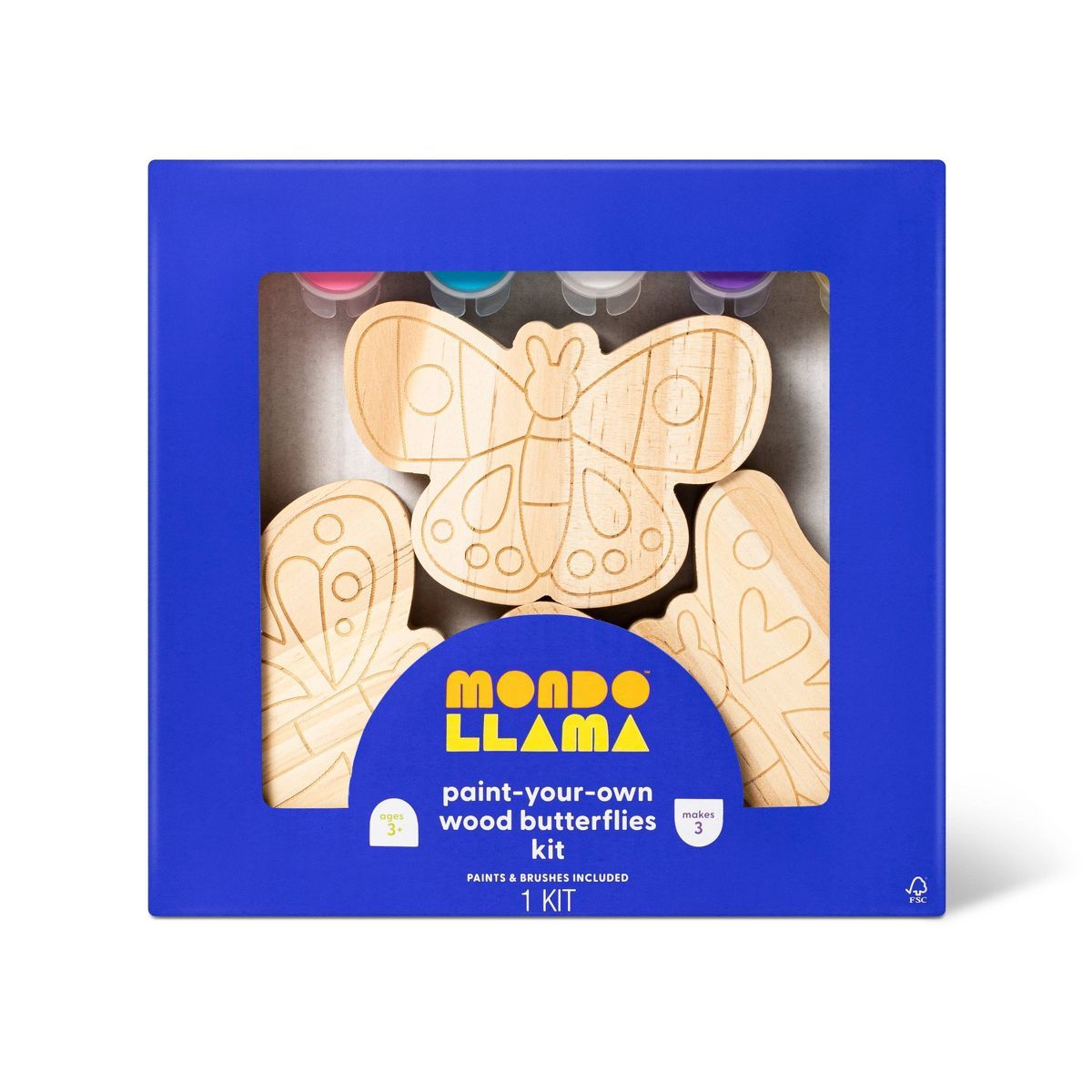 3pk Paint-Your-Own Wood Butterfly Set - Mondo Llama™ | Target