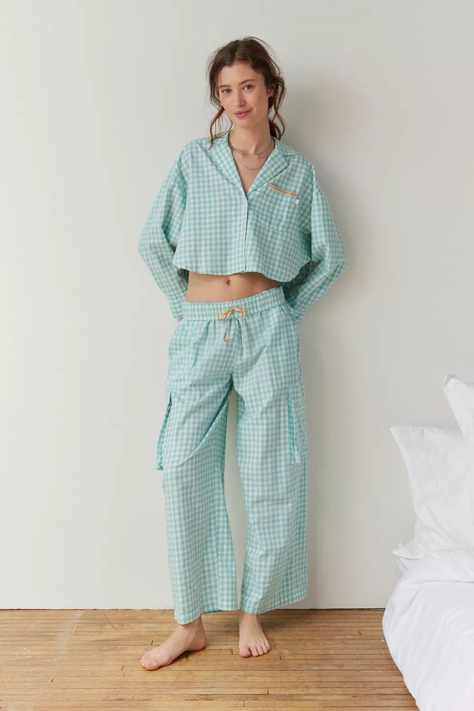 Out From Under PJ Party Cropped Button-Down Top | Urban Outfitters (US and RoW)