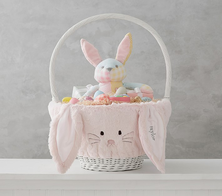 Long Ear Fur Bunny Easter Basket Liners | Pottery Barn Kids