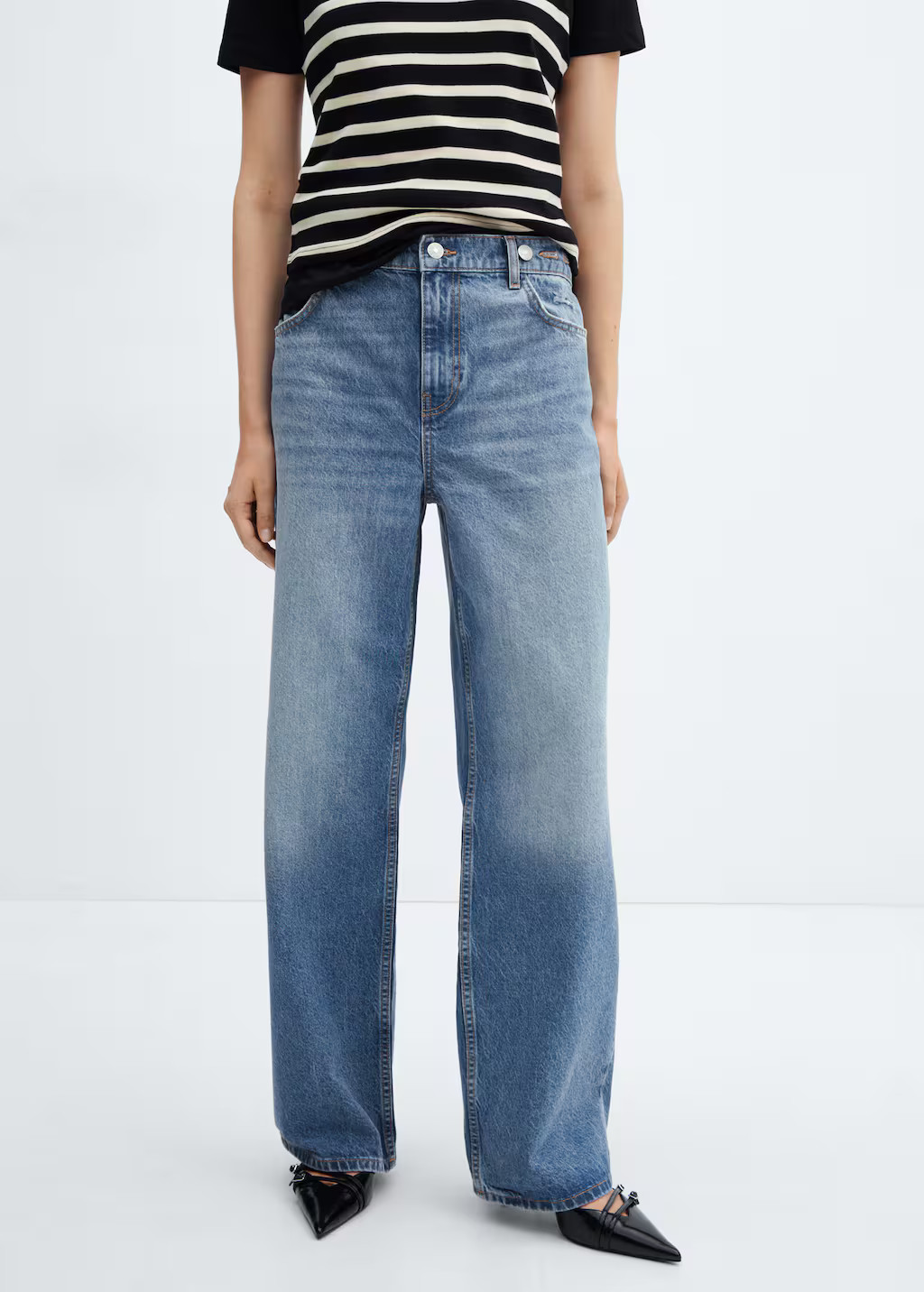 Loose mid-rise wideleg jeans -  Women | Mango USA | MANGO (US)