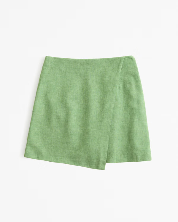 The A&F Scarlett Linen-Blend Wrap Mini Skort | Abercrombie & Fitch (US)