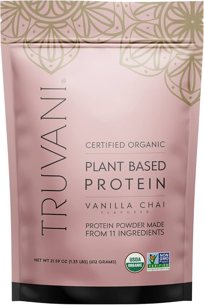 Truvani, Protein Powder Plant Based Vanilla Chai Organic, 21.59 Ounce | Amazon (US)