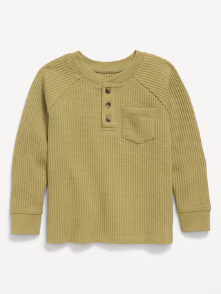 Long-Sleeve Henley Waffle-Knit Pocket T-Shirt for Toddler Boys | Old Navy (US)