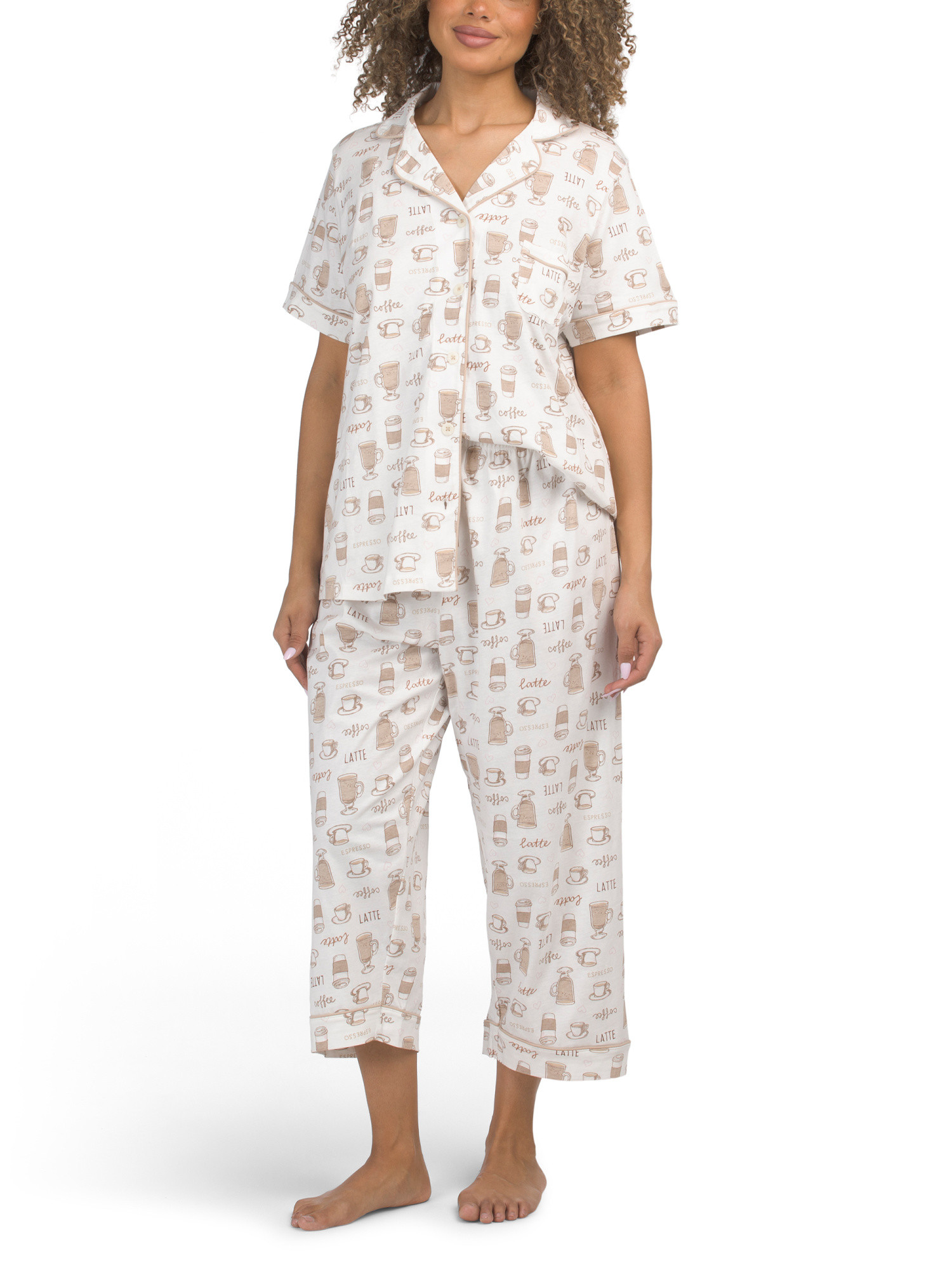 2pc Organic Cotton Be Natural Top And Capris Pajama Set | Marshalls