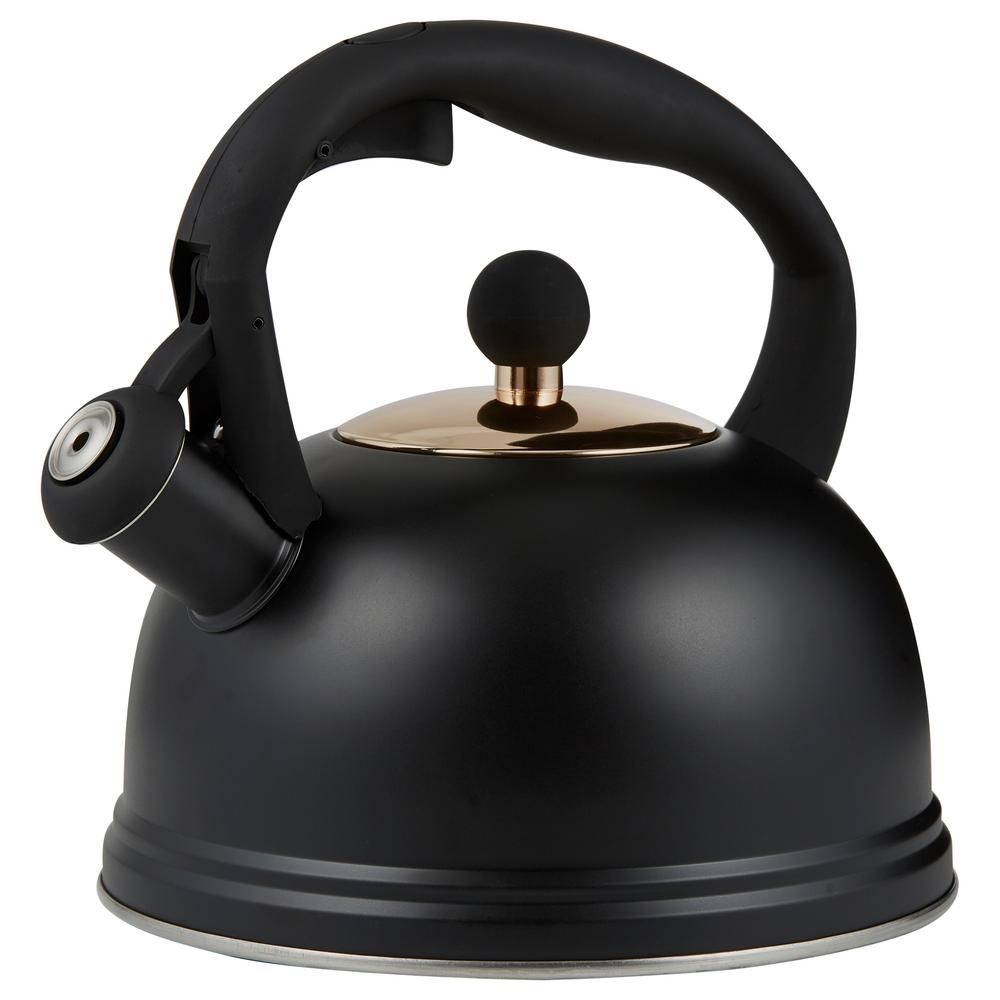 Typhoon Otto 10 cup Stainless Steel Black Whistling Tea Kettle | The Home Depot