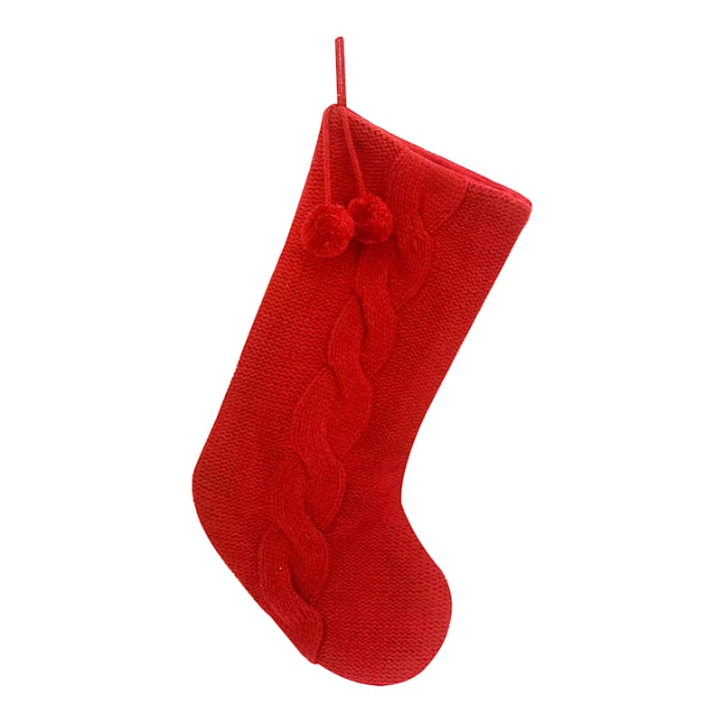 Red Knit Stocking, 21" | At Home