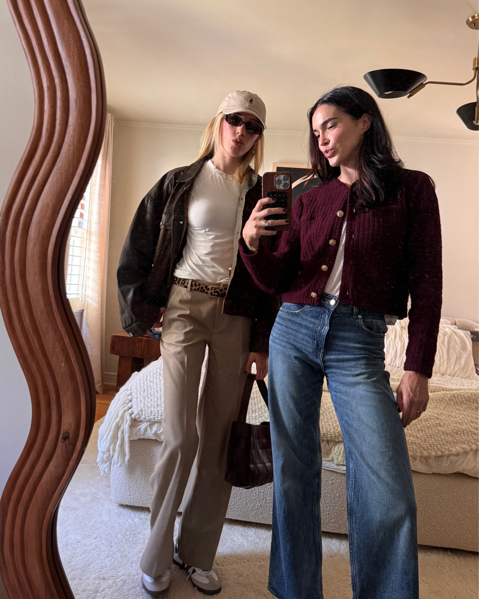 Fall wardrobe outfits 🤎 My daughter is 5’10 wearing a size large in the denim jacket, 25 long in the trousers and large in the shirt. I’m 5’10 and wearing a size 4 in the jeans and Medium in the sweater 

#LTKSeasonal #LTKFamily #LTKFindsUnder100
