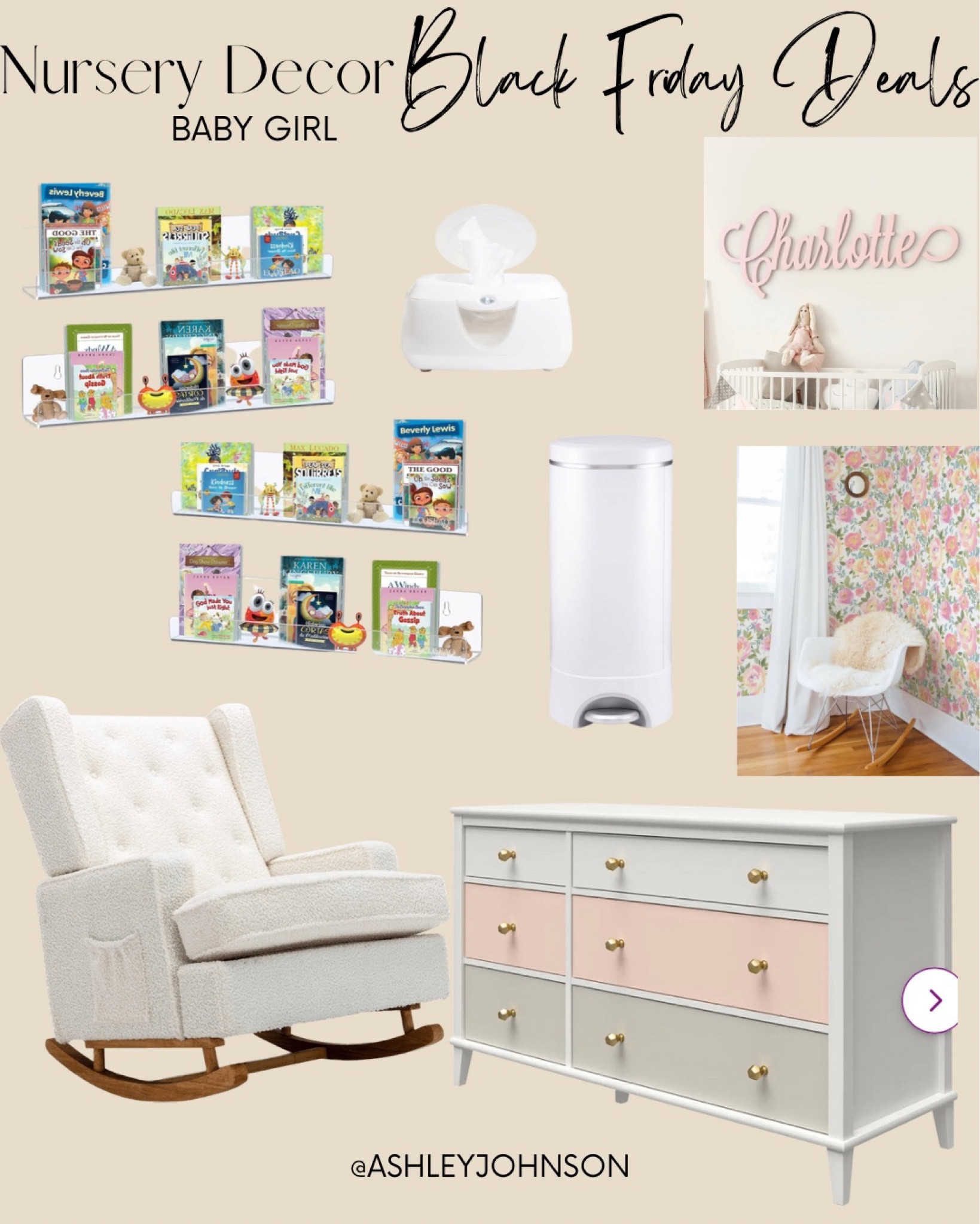 Nursery room decor. Nursery room chair. Nursery must haves. Girls room dresser. Book shelves for kids room. Name wall sign. #nurserydecor #nurseryroom #blackfridaydeals #cybermondaydeals #nurserychairs #babyroomdecor #girlsroomdecor

#LTKGiftGuide #LTKstyletip #LTKbaby