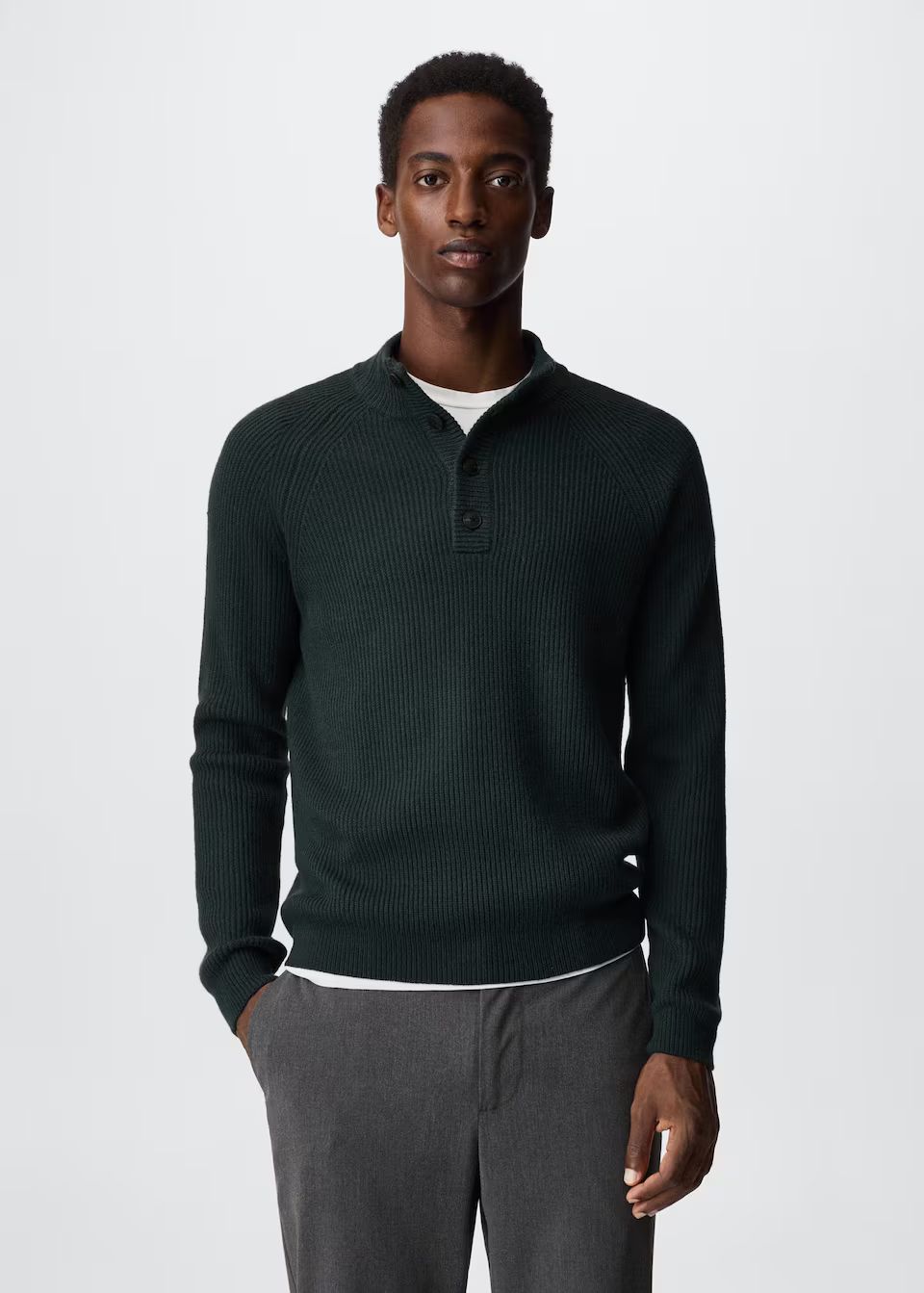 Sweater with buttoned neck  -  Men | Mango Man USA | MANGO (US)