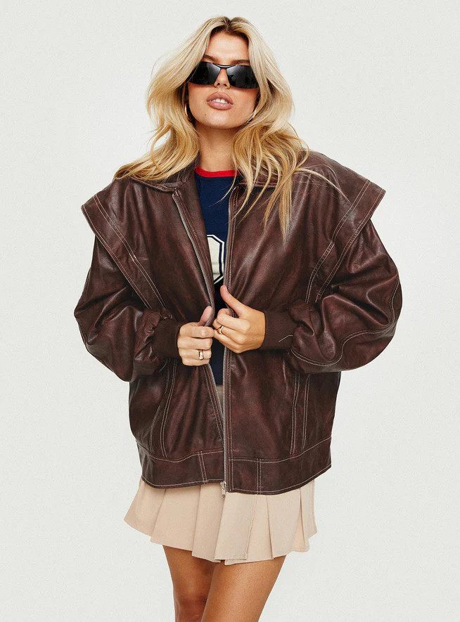 Passed Faux Leather Jacket Brown | Princess Polly US