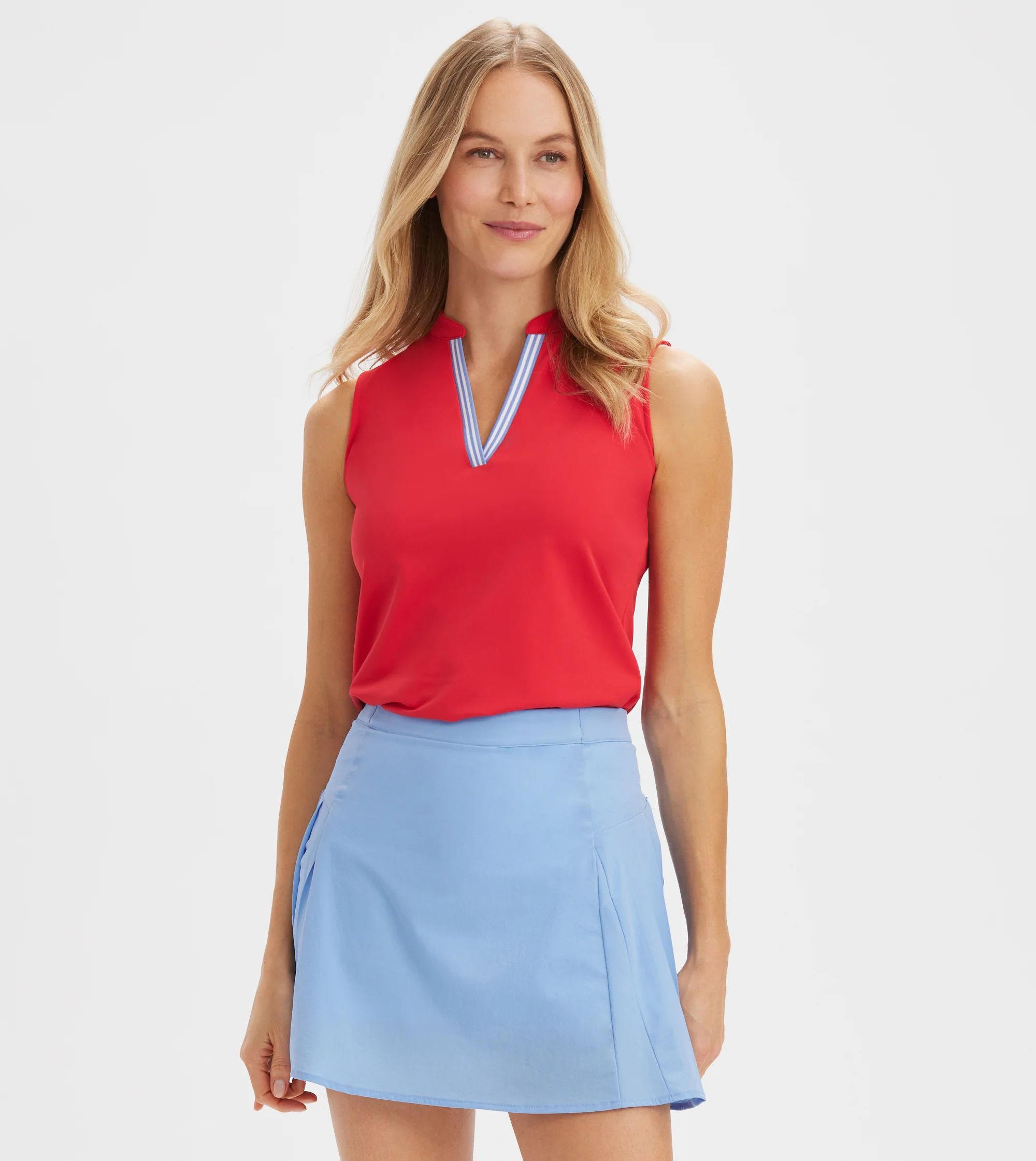 Renwick Striped Trim Sleeveless Top | Renwick Golf