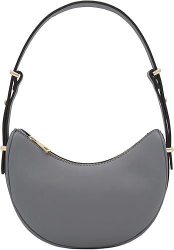 Small Crescent Smooth Faux Leather Underarm Shoulder Bag | Amazon (US)