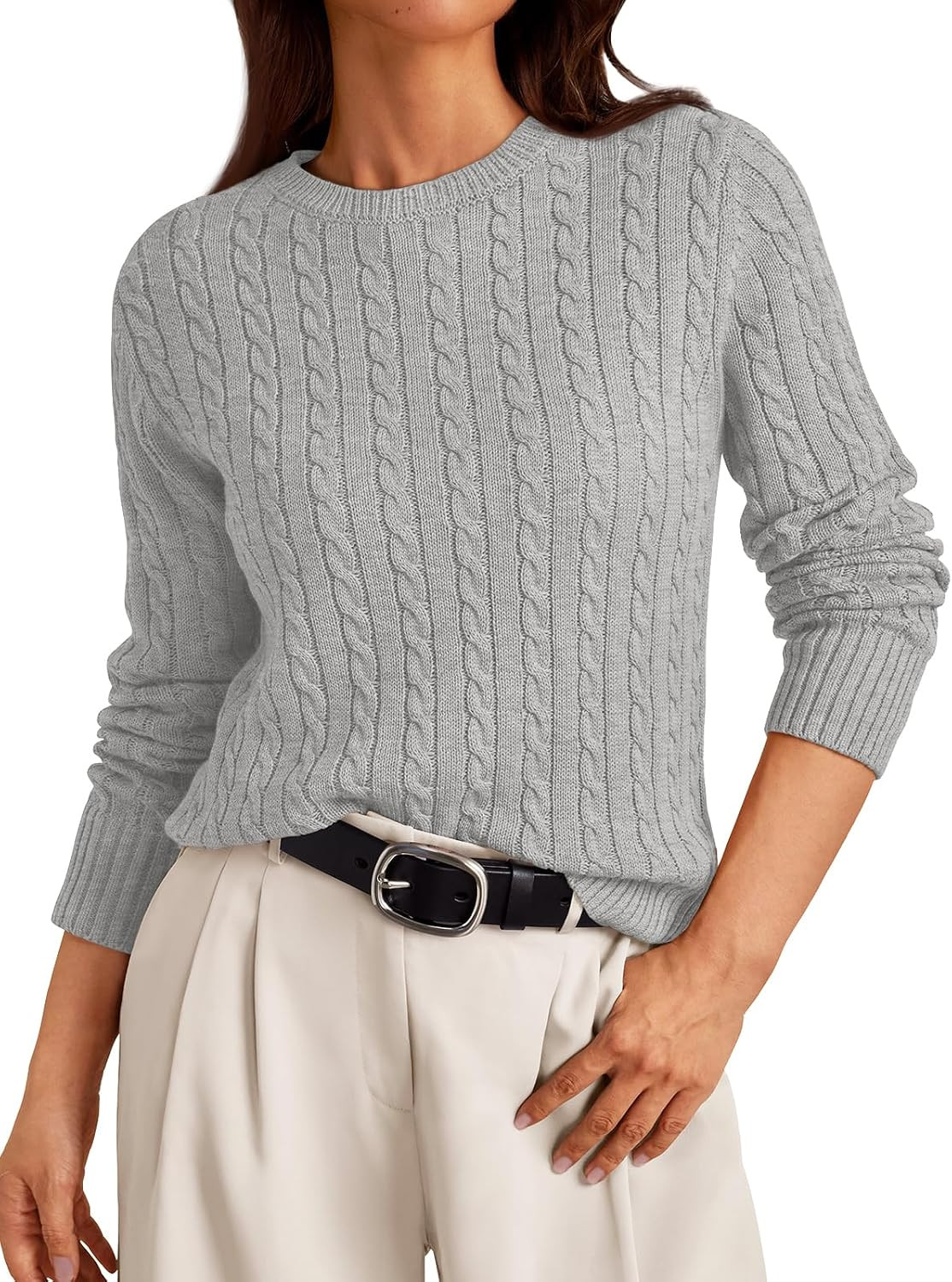 LILLUSORY Womens Lightweight Cable Knit Soft Pullover Sweater Tops | Amazon (US)