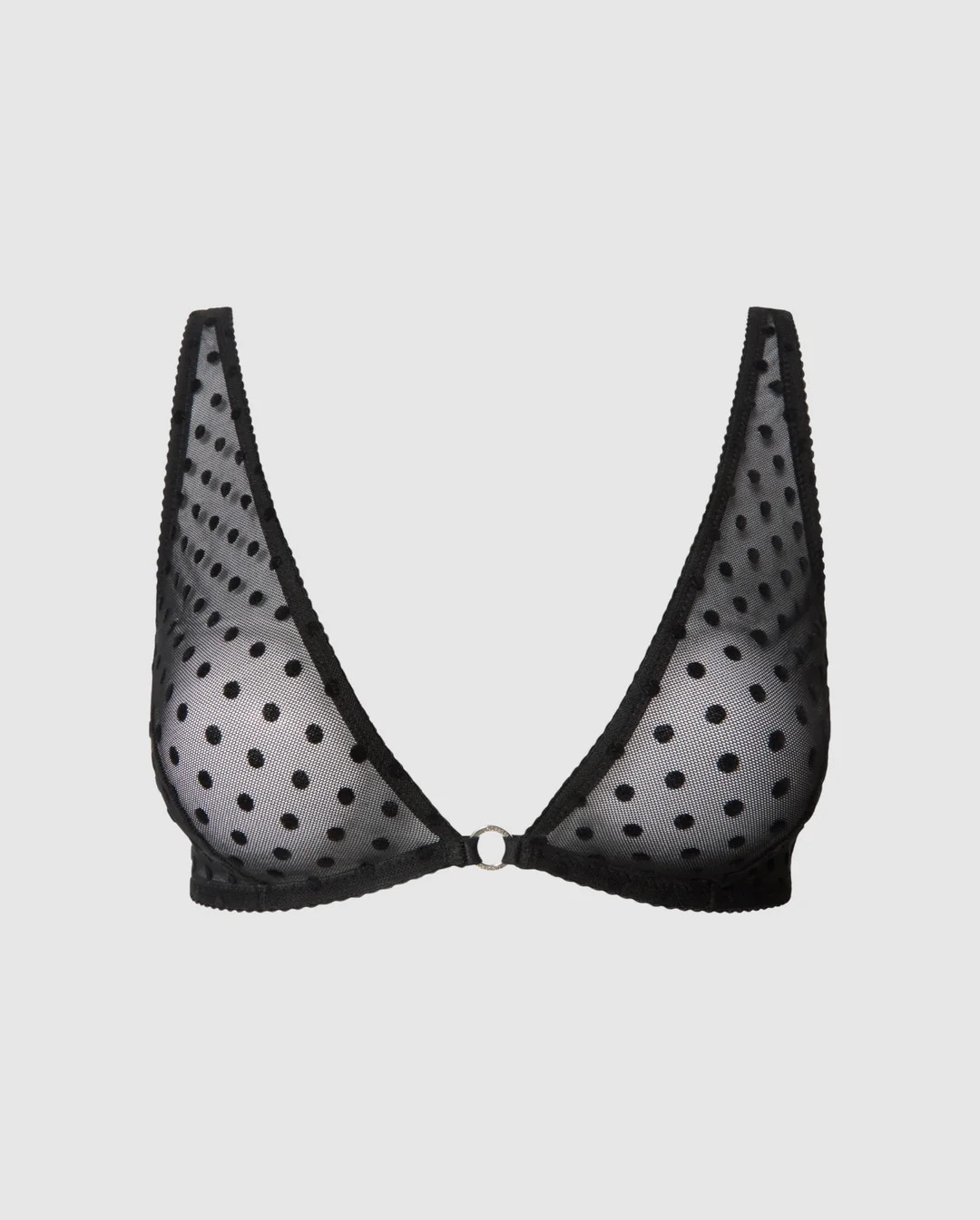 Mesh Plunge Bralette Black Dots | Understatement