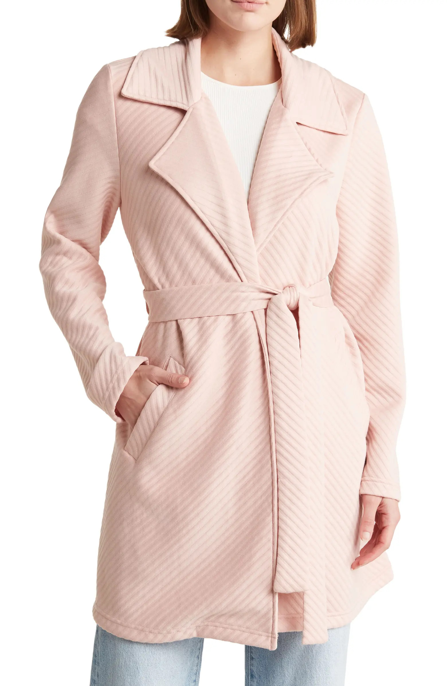 Steve Madden Ottoman Knit Tie Waist Trench Coat | Nordstromrack | Nordstrom Rack