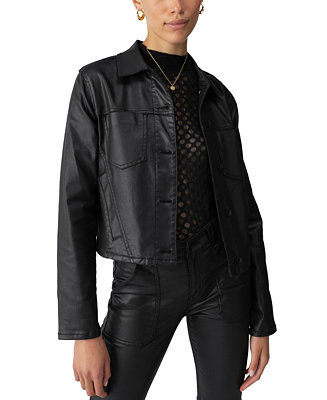Women's Davidson Black-Coated Trucker Jacket | Macy's
