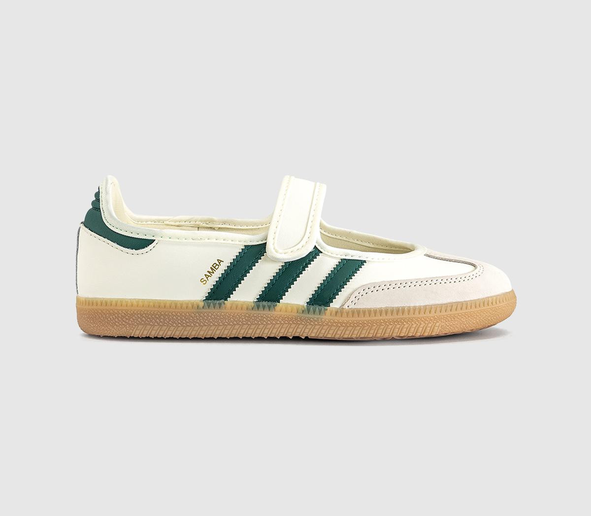 Adidas Womens Samba Jane Ballet Trainers Offwhite Collegiate Green Gold Metallic, 5.5 | Office Shoes (UK)