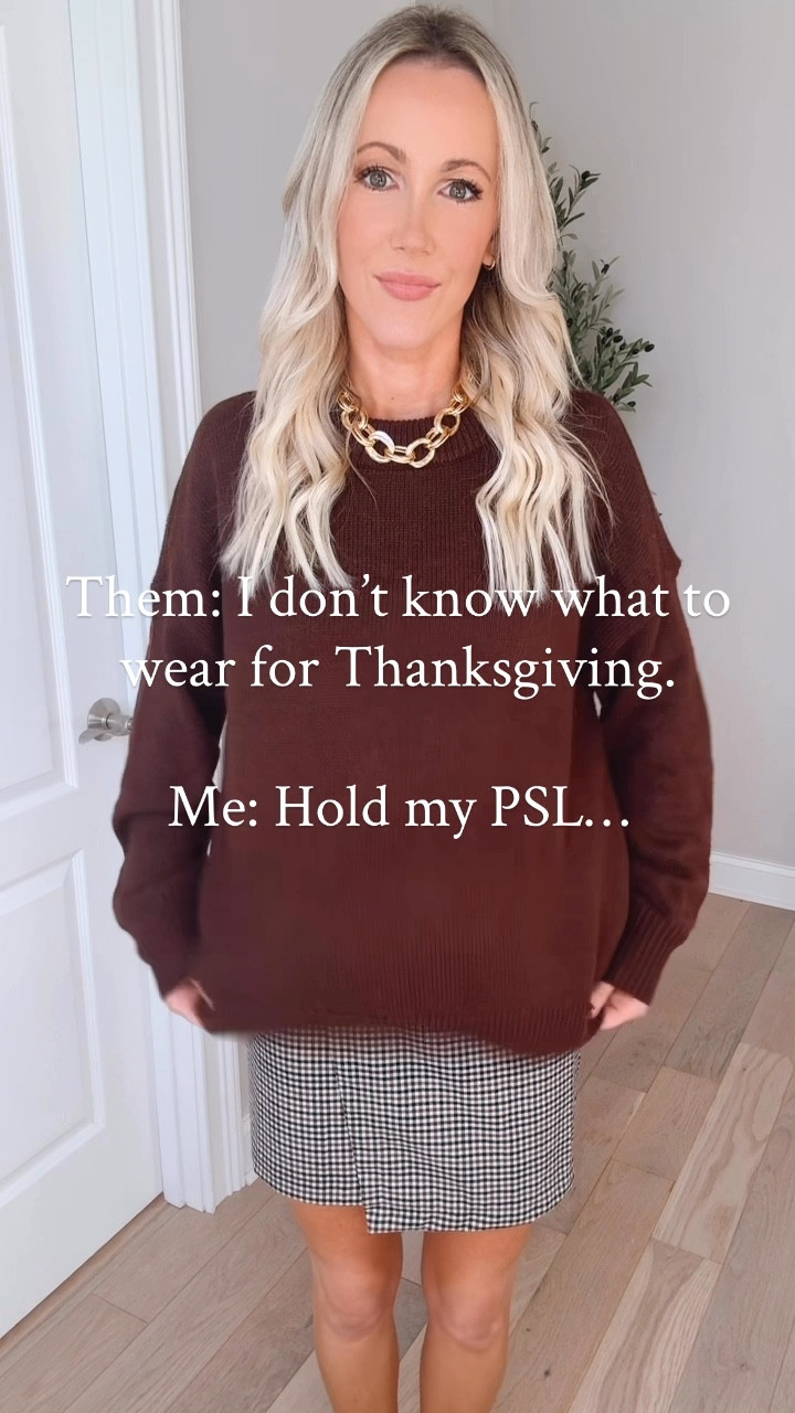 Thanksgiving outfit idea // new arrivals for fall I’m currently loving from Target and Old Navy!🍂 I love this plaid mini wrap skirt so much- I grabbed it in other colors! 🙌🏻 Such a classic and preppy look for fall! And how cute is this sweater from Target? Finally-LENGTH on a sweater! 🤌🏻 Other colors available. So cute adding all these layers, makes this look more interesting! Especially adding the trench coat, too! So chic and classic! And these knee high boots have been staples for me this fall! I’m 5’7” and grabbed my true size xs in the plaid skirt and the trench coat. I sized up to the medium in the brown sweater! Boots fit tts.

#LTKHoliday #LTKWorkwear #LTKFindsUnder50