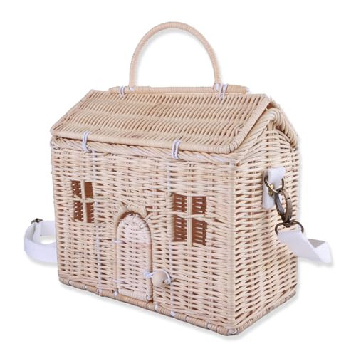 Handwoven Rattan House Storage Basket – Multi-Use Organizer with Handle & Strap, 23x20x15cm (470g) | Amazon (US)