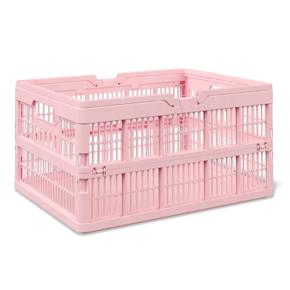 Mainstays Kids Large Pink Collapsible Storage Basket with Handles | Walmart (US)