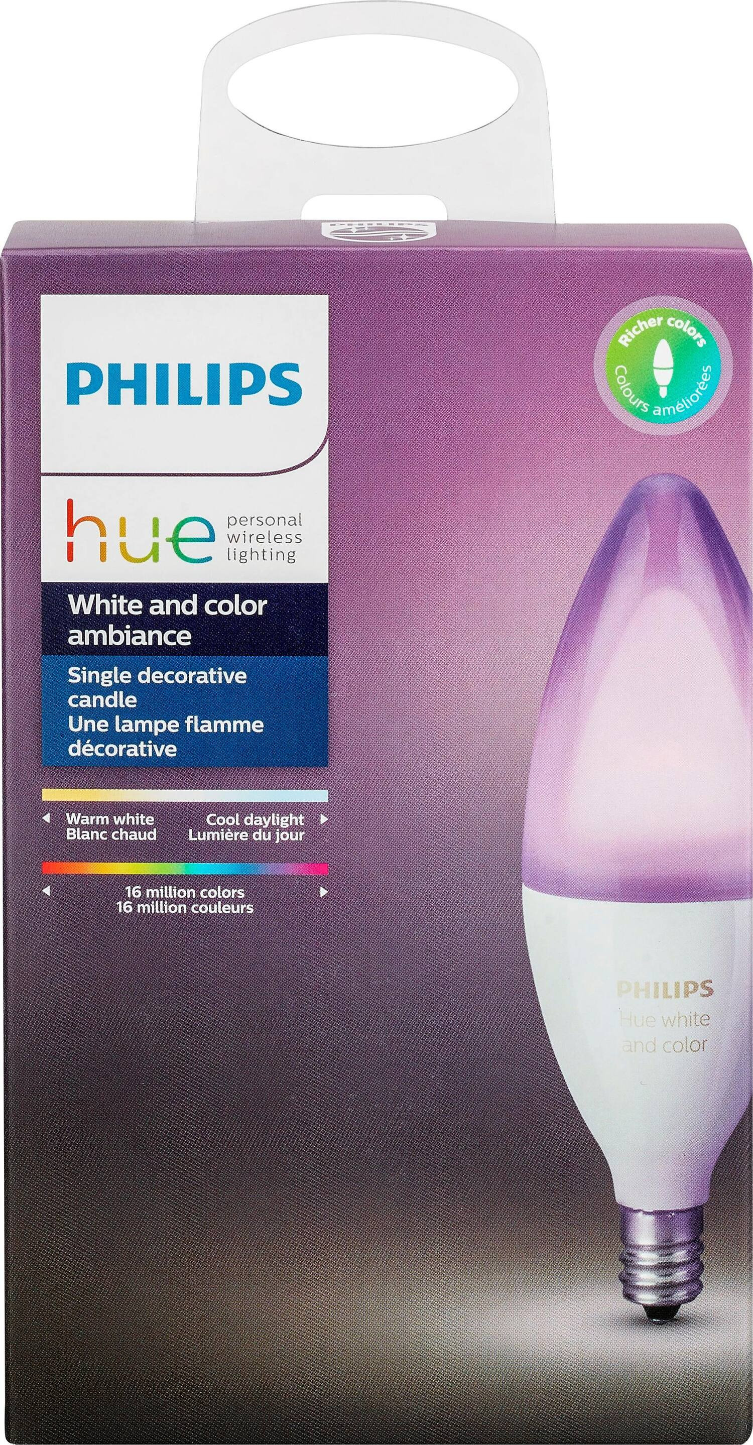 Philips Hue White and Color Ambiance E12 Wi-Fi Smart LED Decorative Candle Bulb Multicolor 468900... | Best Buy U.S.
