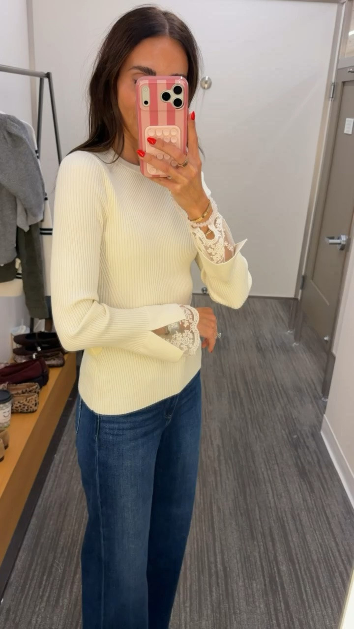 Nordstrom Anniversary Sale, nsale, Paige jeans size 25, ivory sweater size XS, Open Edit heeld sandals, fit tts.

#LTKootd #LTKSaleAlert #LTKOver40